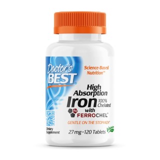 Вітаміни та мінерали Doctor's Best Iron 27 mg High Absorption, 120 таблеток