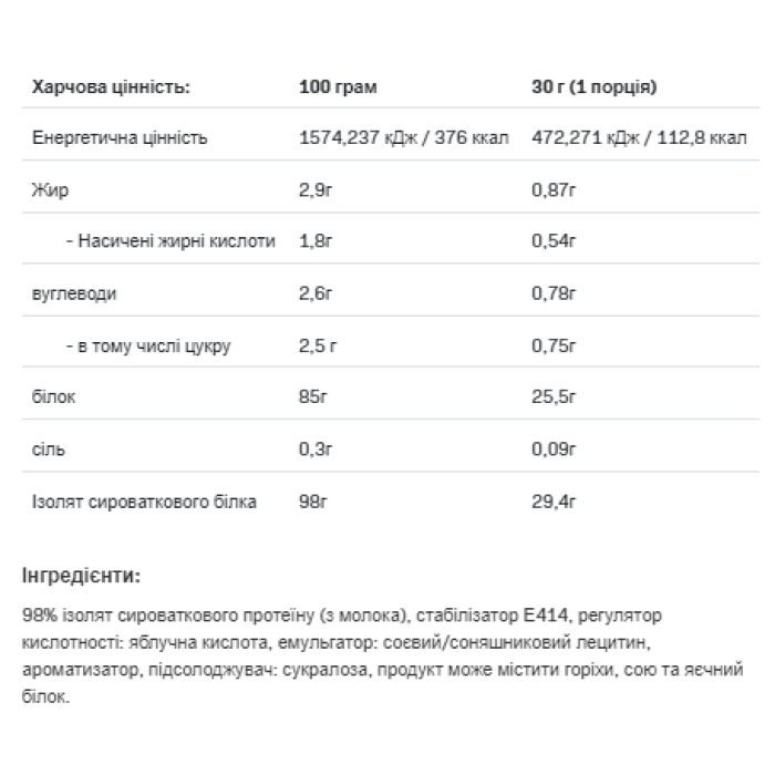 Ізолят білка - 908 г кави лате
