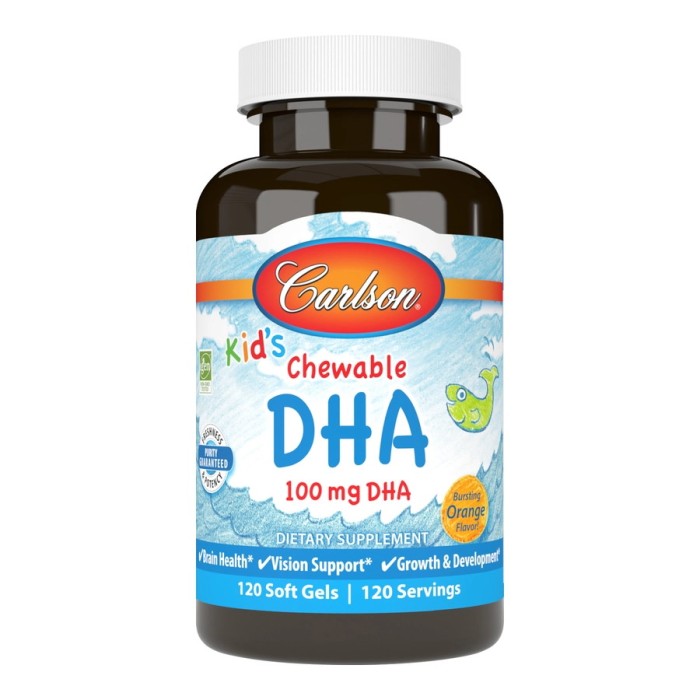 Жирні кислоти Carlson Labs Kid's Chewable DHA, 120 капсул - апельсин