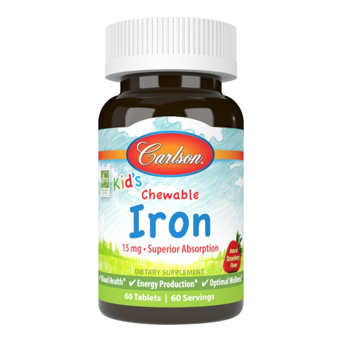 Вітаміни та мінерали Carlson Labs Kid's Chewable Iron, 60 таблеток Полуниця