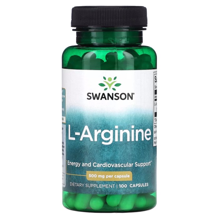 Амінокислота Swanson L-Arginine 500 mg, 100 капсул