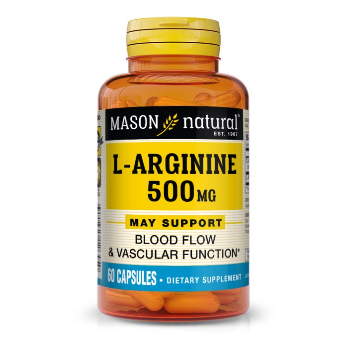 Амінокислота Mason Natural L-Arginine 500 mg, 60 капсул