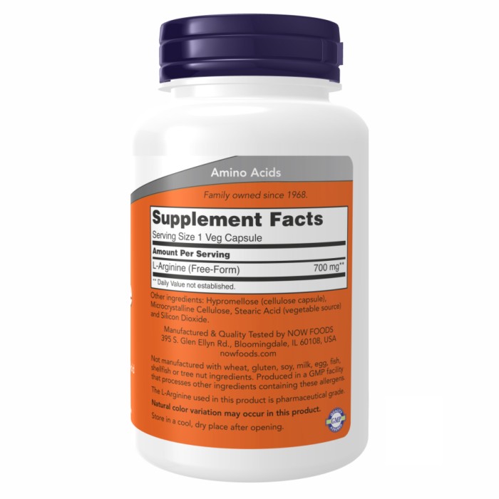 L-аргінін 700 мг - 180 вегетаріанських капсул