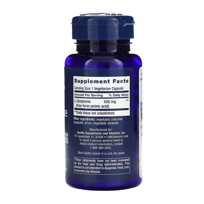 L-глутамін 500 мг - 100 вегетаріанських капсул