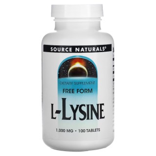 Амінокислота Source Naturals L-Lysine 1000 mg, 100 таблеток