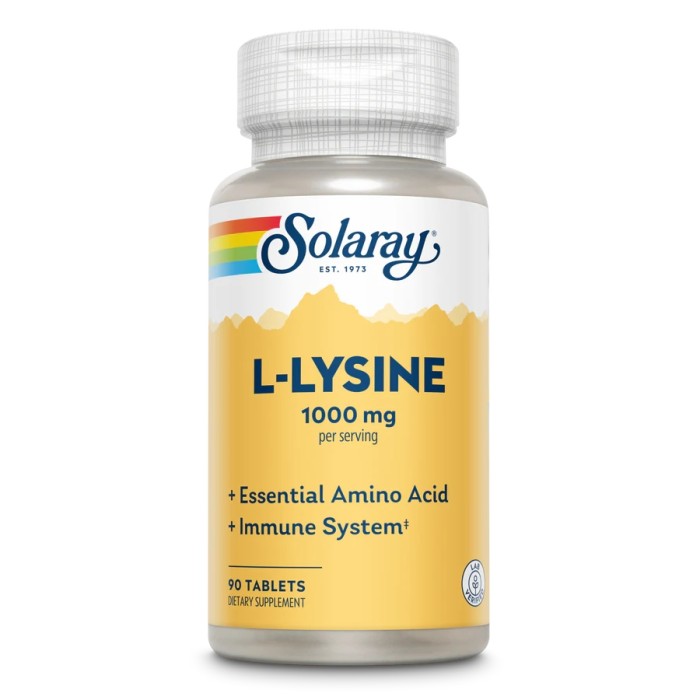 Амінокислота Solaray L-Lysine 1000 mg, 90 таблеток