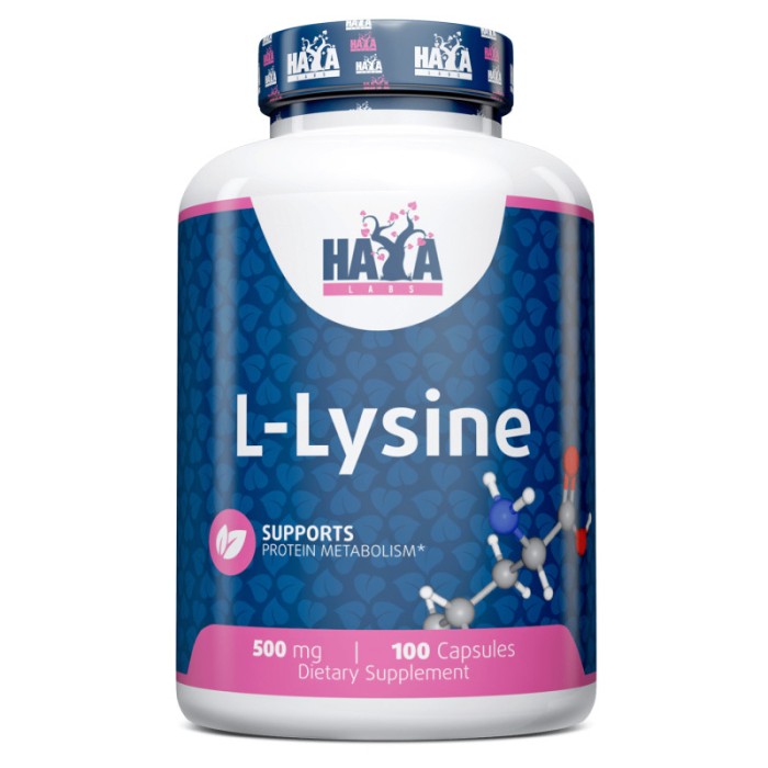 Амінокислота Haya Labs L-Lysine 500 mg, 100 капсул