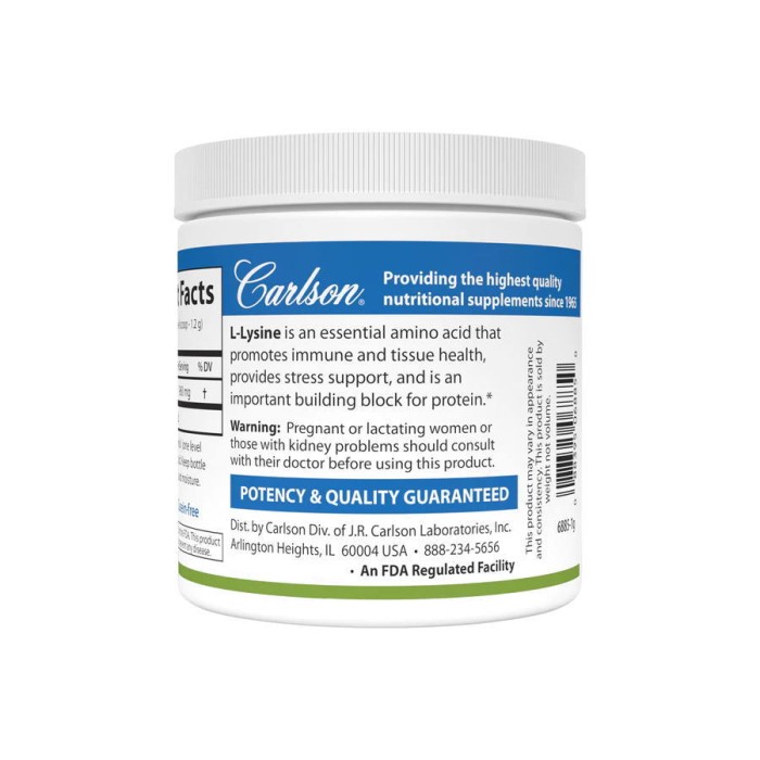 Аминокислота Carlson Labs L-Lysine Powder, 100 грамм