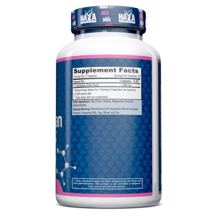 Амінокислота Haya Labs L-Tryptophan 500 mg, 60 капсул