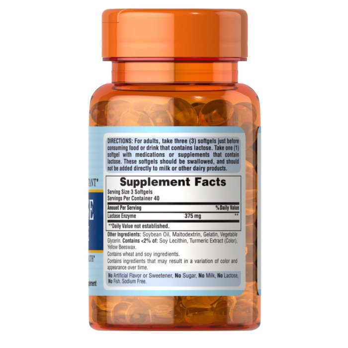 Натуральна добавка Puritan's Pride Lactase Enzyme, 120 капсул