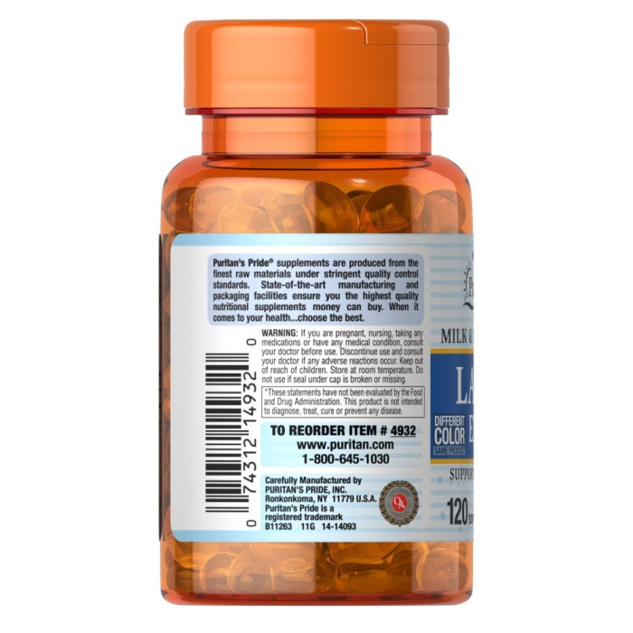 Натуральна добавка Puritan's Pride Lactase Enzyme, 120 капсул