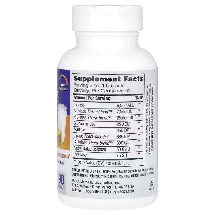 Натуральна добавка Enzymedica Lacto, 90 капсул