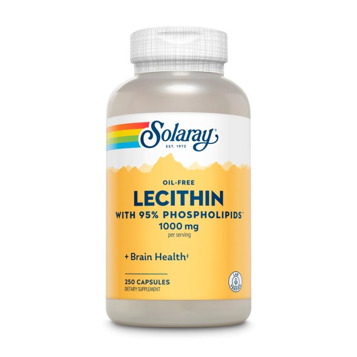 Натуральна добавка Solaray Lecithin, 250 капсул