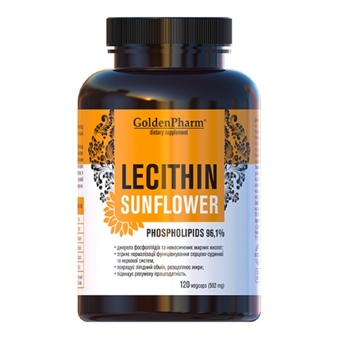 Натуральна добавка Golden Pharm Lecithin Sunflower, 120 вегакапсул