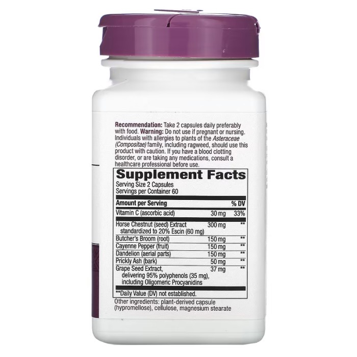 Натуральна добавка Nature's Way Leg Veins, 120 вегакапсул
