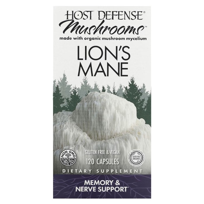 Натуральна добавка Host Defense Lion's Mane, 120 вегакапсул