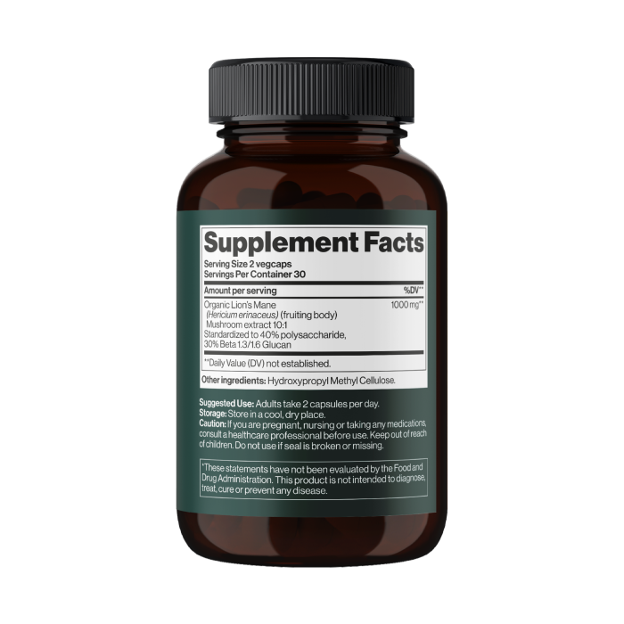 Lion's Mane Mushroom 1000 mg - 60 vegcaps (Повреждена крышка)