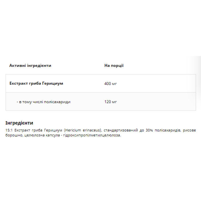 Гриб львиная грива - 60 овощных капсул