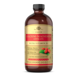 Вітаміни та мінерали Solgar Calcium Magnesium Citrate with Vitamin D3 Liquid, 473 мл Полуниця