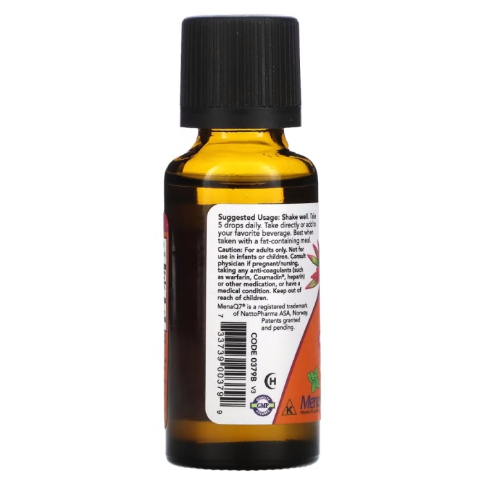 Вітаміни та мінерали NOW Liquid D3 & MK-7, 30 мл