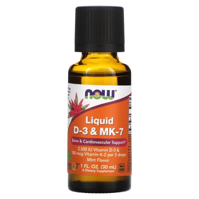 Вітаміни та мінерали NOW Liquid D3 & MK-7, 30 мл