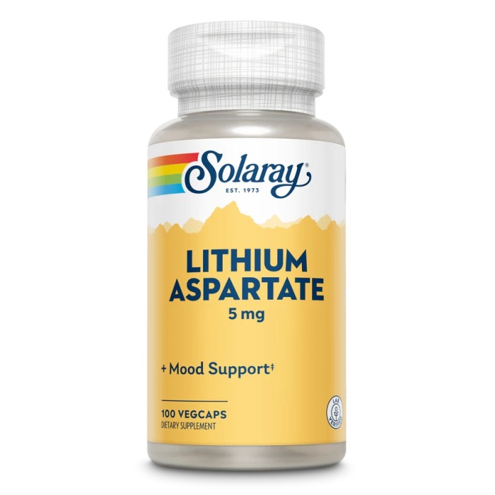 Вітаміни та мінерали Solaray Lithium Aspartate 5 mg, 100 вегакапсул