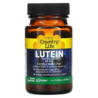 Натуральна добавка Country life Lutein, 60 капсул