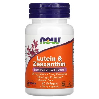 Натуральна добавка NOW Lutein & Zeaxanthin, 60 капсул
