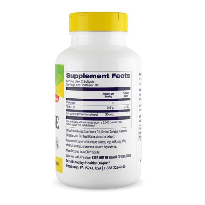 Натуральна добавка Healthy Origins Lycopene 15 mg, 180 капсул