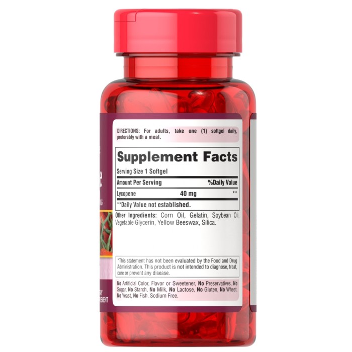 Натуральна добавка Puritan's Pride Lycopene 40 mg, 60 капсул