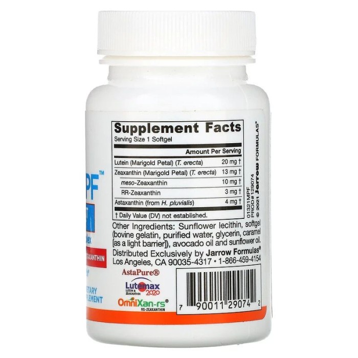 Естественная добавка Jarrow Formulas MaculaPF Blue Light Protection, 30 капсул