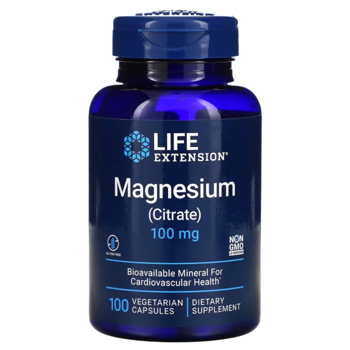 Вітаміни та мінерали Life Extension Magnesium Citrate 100 mg, 100 вегакапсул