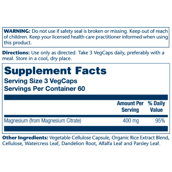 Magnesium Citrate 400mg - 180 vcaps (Пошкоджено банку)