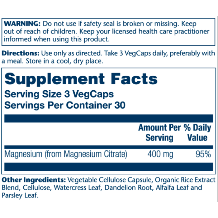 Magnesium Citrate 400mg - 90 vcaps (Пошкоджено банку)