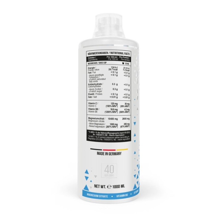 Вітаміни та мінерали MST Magnesium Citrate Plus Vitamin B6, 1 л Вишня