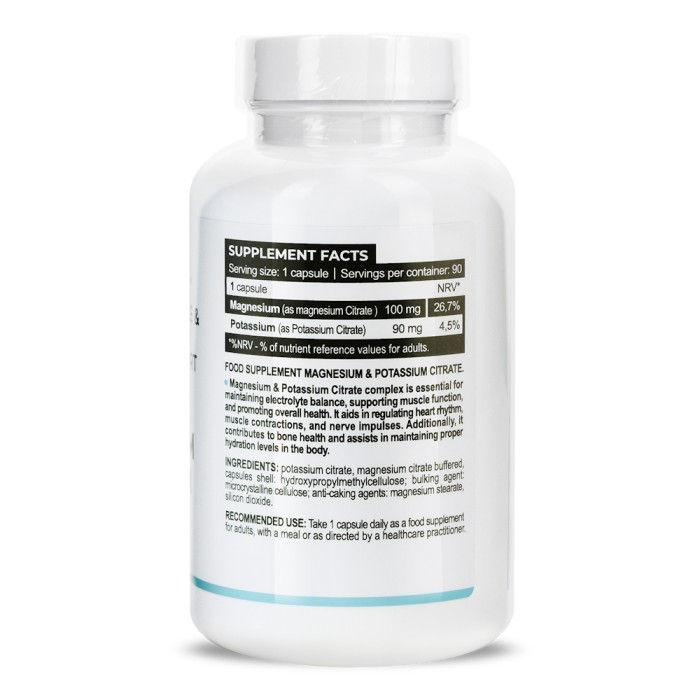 Вітаміни та мінерали Progress Nutrition Magnesium Potassium Citrate, 90 капсул