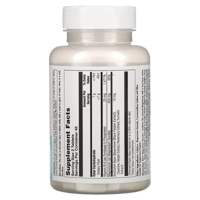 Вітаміни та мінерали KAL Magnesium Taurate+ 400 mg, 90 таблеток