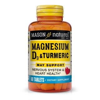 Вітаміни та мінерали Mason Natural Magnesium & Vitamin D3 With Turmeric, 60 таблеток