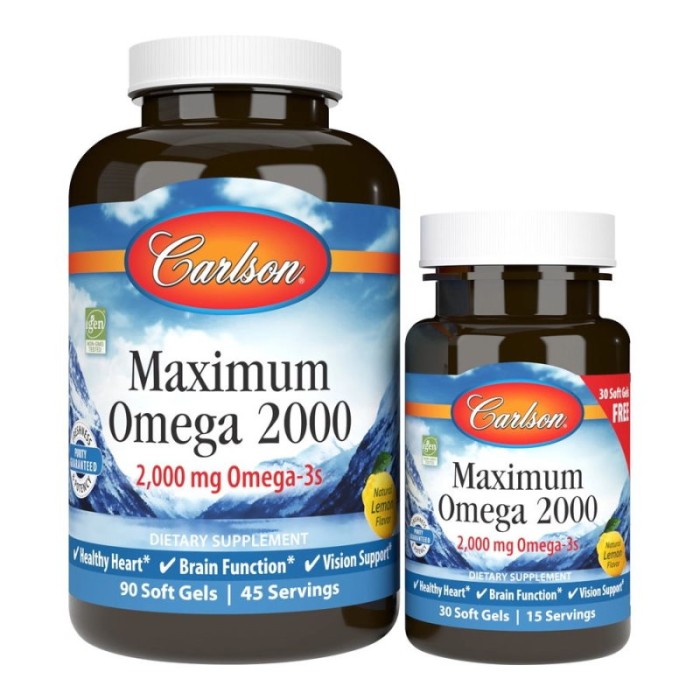 Жирні кислоти Carlson Labs Maximum Omega 2000, 90+30 капсул