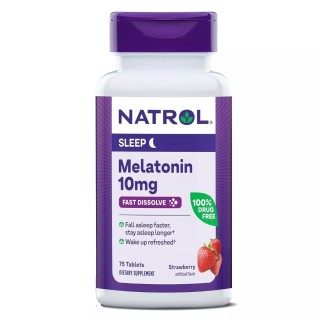 Натуральная добавка Natrol Melatonin 10mg Fast Dissolve, 75 таблеток Клубника
