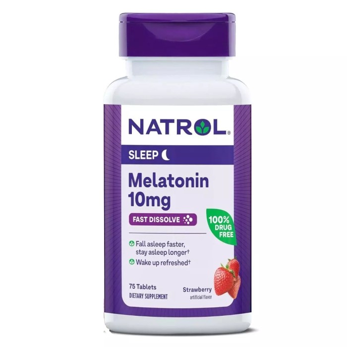 Натуральная добавка Natrol Melatonin 10mg Fast Dissolve, 75 таблеток Клубника