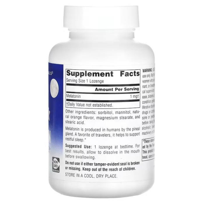 Натуральна добавка Source Naturals Melatonin 1mg Sleep Science, 100 льодяників М'ята