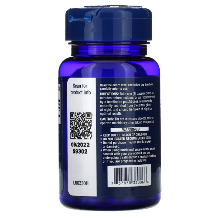 Натуральна добавка Life Extension Melatonin 3 mg, 60 вегакапсул