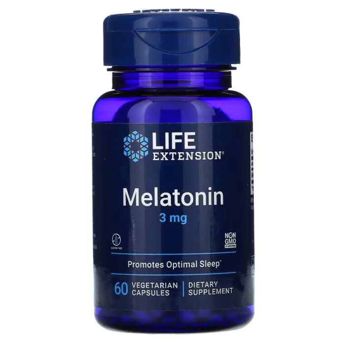 Натуральна добавка Life Extension Melatonin 3 mg, 60 вегакапсул