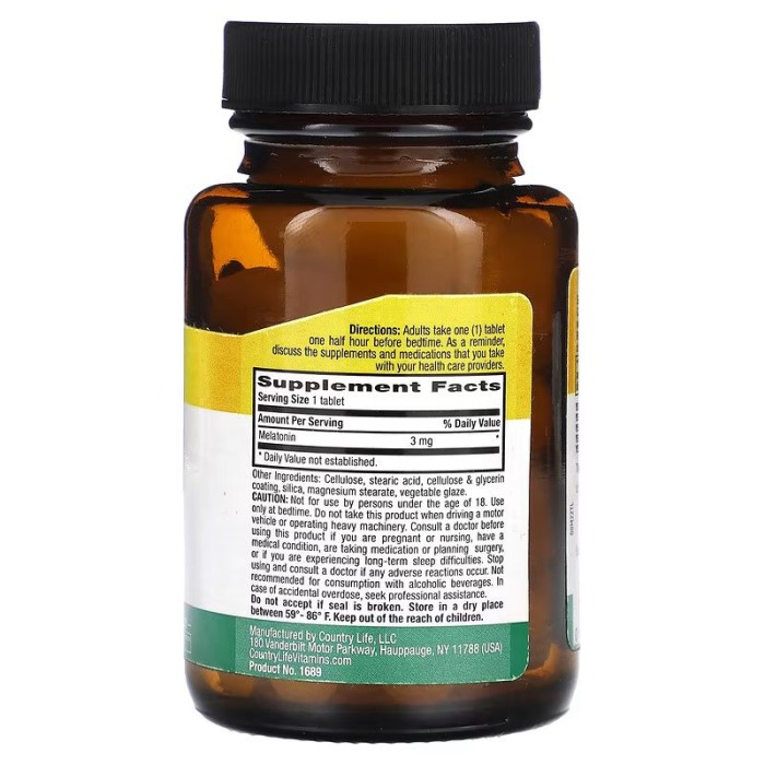 Натуральная добавка Country Life Melatonin 3 mg, 90 таблеток