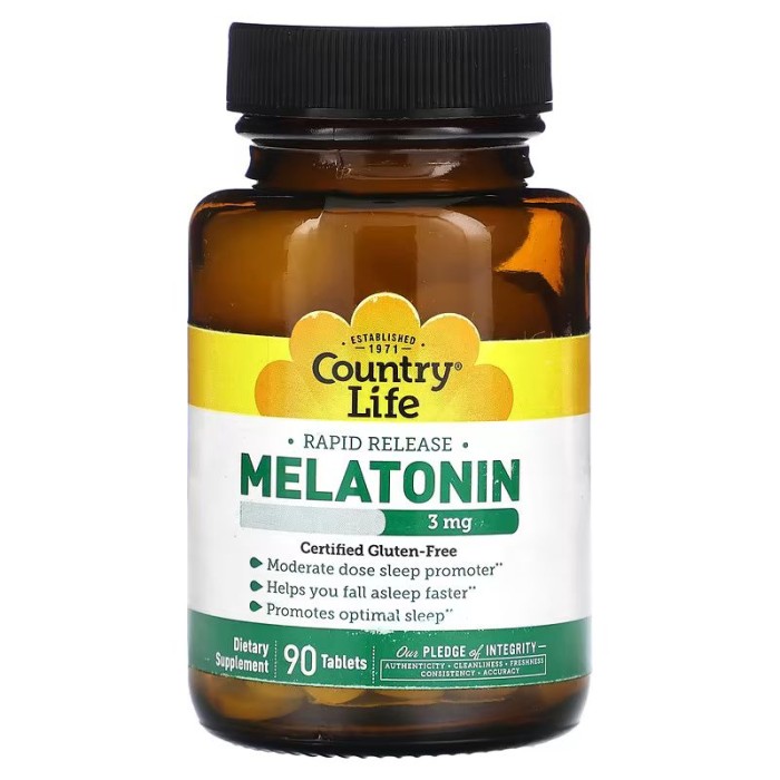 Натуральная добавка Country Life Melatonin 3 mg, 90 таблеток