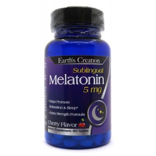 Натуральна добавка Earth‘s Creation Melatonin 5 mg Sublingual, 60 таблеток Вишня