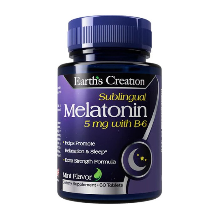 Натуральна добавка Earth‘s Creation Melatonin 5 mg with B6 Sublingual, 60 таблеток