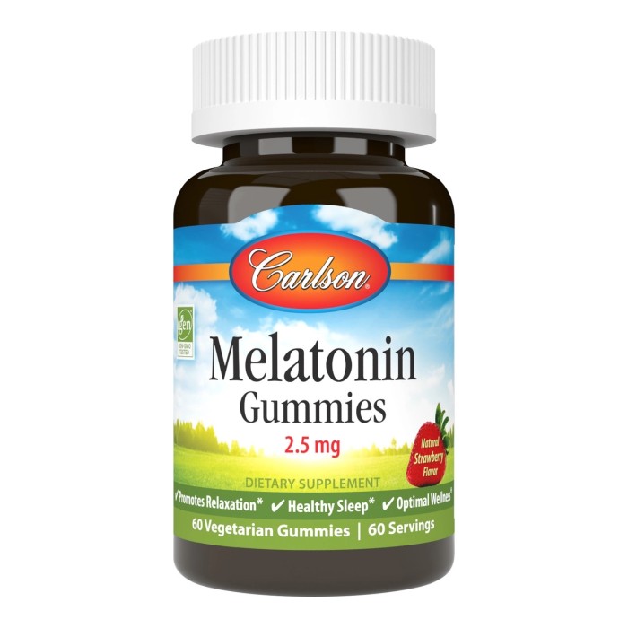 Натуральна добавка Carlson Labs Melatonin Gummies, 60 желейок Полуниця