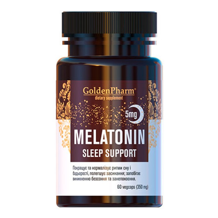 Натуральна добавка Golden Pharm Melatonin Sleep Support 5 mg, 60 вегакапсул
